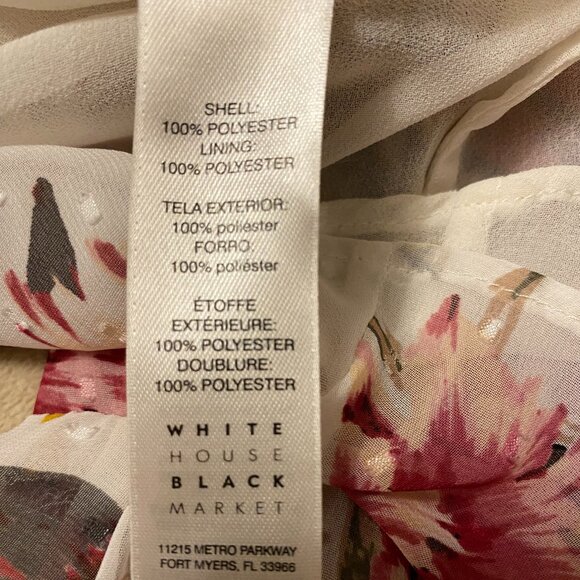 White House Black Market Sheer Floral V Neck Top - Picture 10 of 12